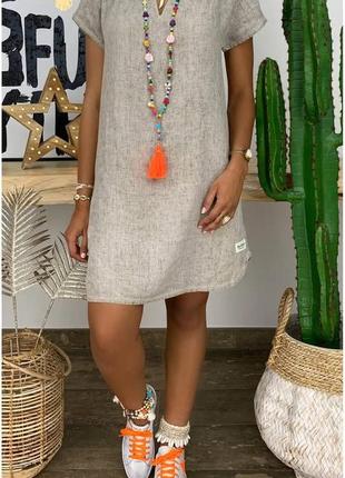 Сукня лляна колір: чорний, синій, беж, молоко