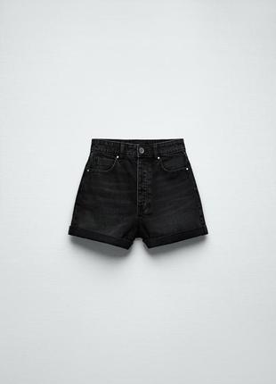 Шорти чорні бермуди джинсові з високою посадкою mom fit bershka