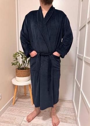 Шикарний чоловічий велюровий халат коричневого кольору l/xl, 2/3xl, 4xl5 фото