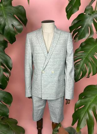Костюм двобортний трійка лляний topman