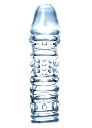 Рельєфна насадка-презерватив boss series без вібрації