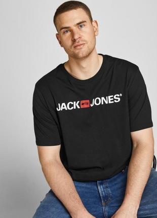 Футболка мужская jack&jones базовая черная l, xl, xxl