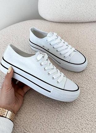 Белые текстильные кеды, белые женские кеды, текстильные кеды, базовые кеды 36,38р код 11847