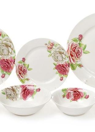 Набір 6 порцелянових обідніх тарілок "чайна троянда" ø23см daymart2 фото