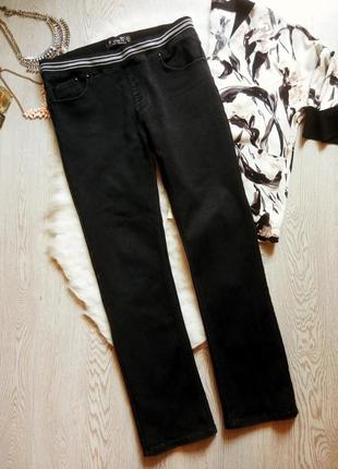 Черные плотные прямые зимние джинсы джеггинсы на резинке не скинни высокий рост теплые1 фото