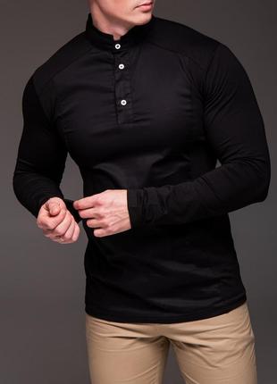 Черная рубашка хенли мужская