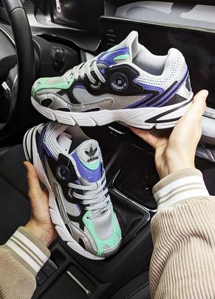 🔥кроссовки adidas astir grey серые с фиолетовым/салатовым🔥