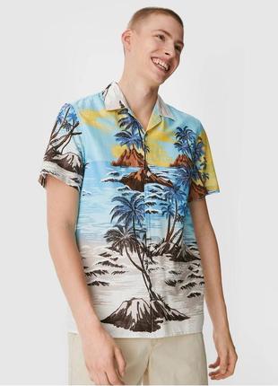 Шикарная качественная гавайская рубашка c&a germany хлопок этикетка1 фото