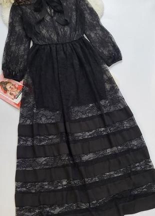 Плаття довге з чокером мереживом