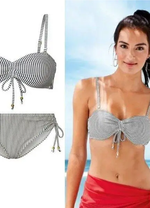 Купальник бандо раздельный в полоску esmara