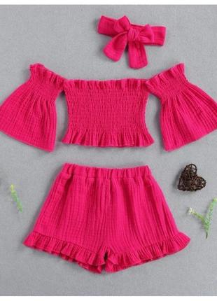 Летний комплект для девочки из муслина 80 - 120 р