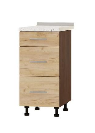 Кухонний модуль нижній на 3 ящики еверест оптіма н87-400 дуб крафт золотий (без стільниці) 40х47х82 см (dtm-3895)