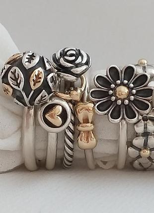 Pandora кольцо биколор гербера 3