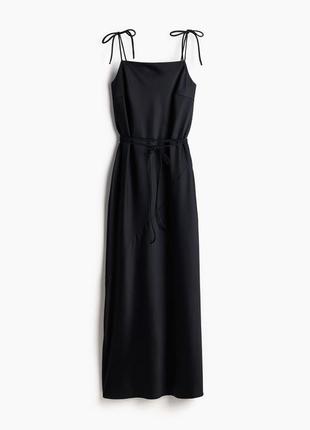 Сукня сатинова плаття довге чорне жіноче amp h&m hm 1234731002 оригінал ✅ xs Свитшоты h&m черные с розой xxl