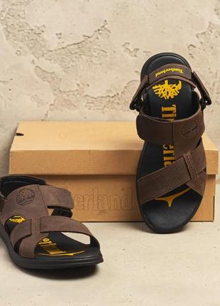 Чоловічі шкіряні сандалі босоніжки timberland brown коричневі