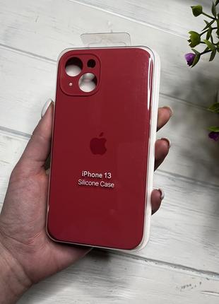 Чохол на iphone 13 квадратні борти чохол на айфон silicone case full camera на apple