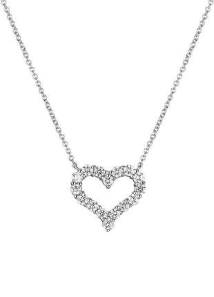 Серебряное ожерелье сияющее сердце1 фото