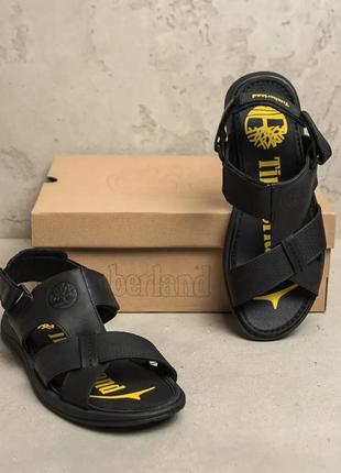 Чоловічі шкіряні сандалі босоніжки timberland black чорні