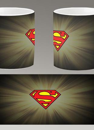 Чашка белая керамическая "супермен логотип" superman - logo  aurora1 фото