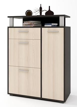 Тумба для обуви эверест то-2 80х36х108 венге + дуб молочный (dtm-2218)