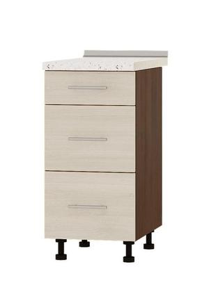 Кухонний модуль нижній на 3 ящики еверест оптіма н87-400 дуб шамоні світлий (без стільниці) 40х47х82 см (dtm-3905)