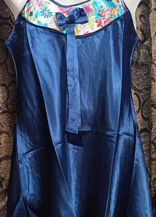 Женская молодежная атласная ночнушка-пеньюар, на тонких регулируемых бретельках, разные цвета, размеры м-xl..