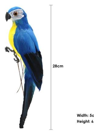Реалістичний папуга декор синій abc3 фото