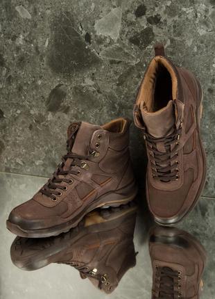 Чоловічі черевики 16862 коричневі нубук шкіра8 фото