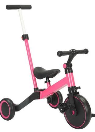 Велосипед 3-х колісний (триколісний) з батьківською ручкою tr2451 колеса eva 9,5х5 дюймів, рожевий