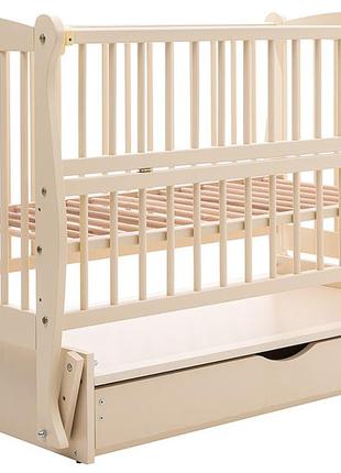 Кровать babyroom грация dgmyo-3 маятник, ящик, откидной бок бук слоновая кость3 фото