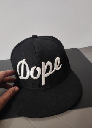 Кепка чорна снепбек прямий козирок dope los angeles2 фото