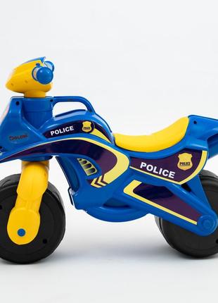 Мотоцикл музыкальный синий полиция свет, толокар беговел каталка долони мотобайк10 фото