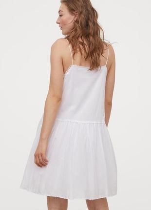 Голубое легкое летнее платье, сарафан с вышивкой, хлопок h & m