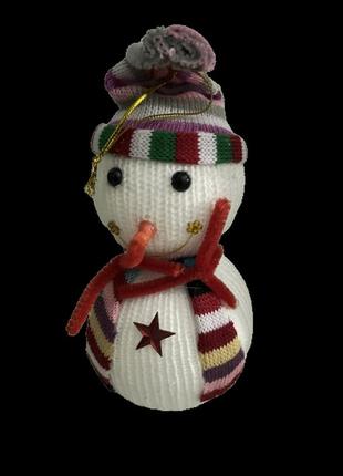 Фигурка снеговик вязаный елочная игрушка abc1 фото
