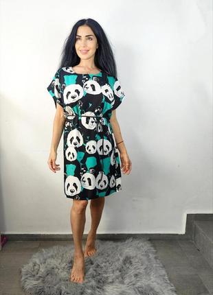 Платье - туника oversize бамбуковая купить недорого с пандами