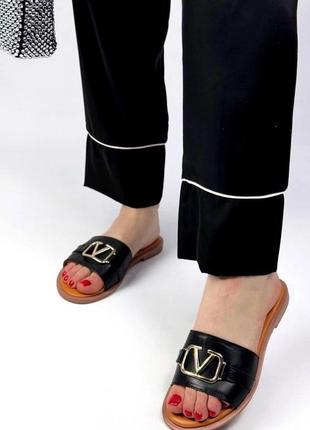 Жіночі шкіряні шльопанці valentino2 фото