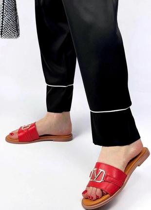 Жіночі шкіряні шльопанці valentino3 фото