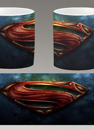 Чашка біла керамічна "супермен логотип" superman — logo aurora