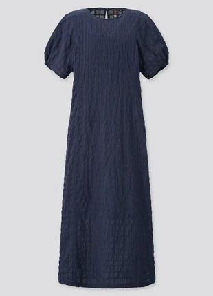 Бавовняна сукня uniqlo -hana tajima з рукавами-буфами