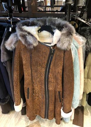 Дублянка натуральна коричнева капюшон,подоаженя;