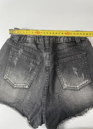 Чорно-сірі джинсові шорти з потертостями для дівчинки 9-12 років