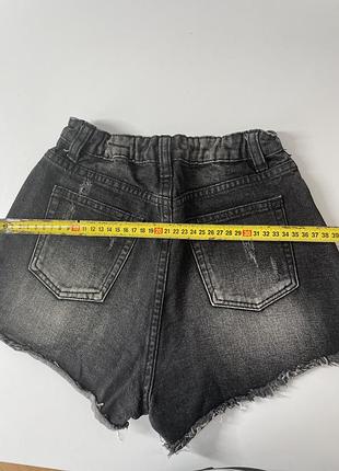 Чорно-сірі джинсові шорти з потертостями для дівчинки 9-12 років