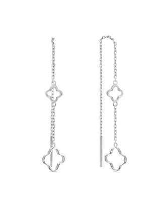 Серебряные серьги в стиле "van cleef  и  arpels"