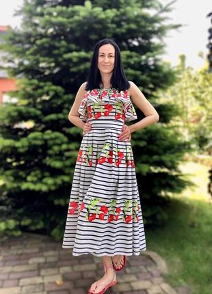 Платье миди сарафан на широких брителях 36-40