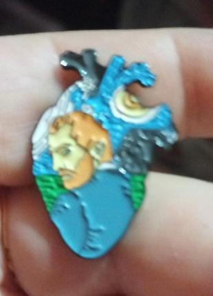 Брошь брошка пин значок картина сердце вангог