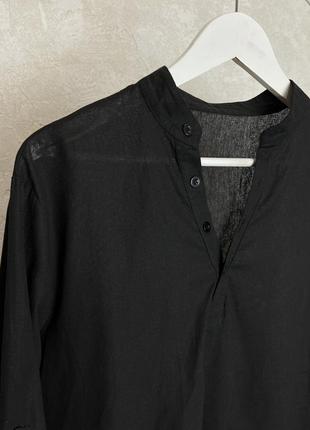 Натуральная рубашка воротник стойка размер s льняная хлопковая отложной воротник легкая летняя4 фото