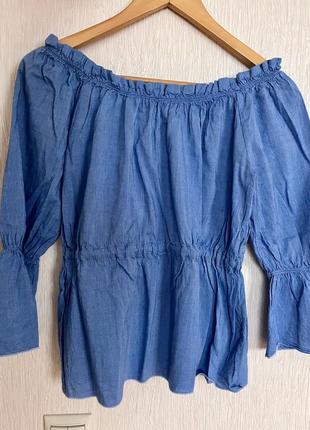 Блуза летняя с открытыми плечами и рукавами фонариками