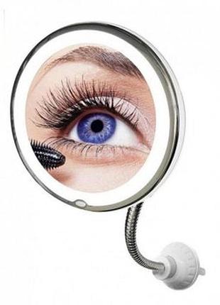 Дзеркало для макіяжу з led підсвічуванням кругле flexible присоска гнучкий тримач wo 30