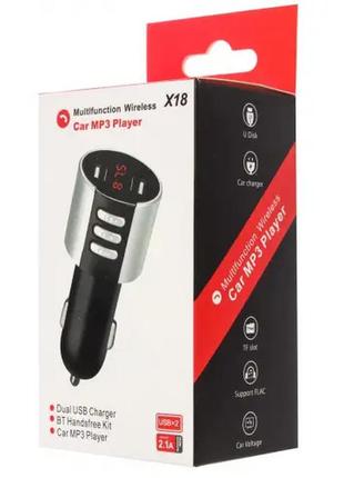 Авто fm модулятор bluetooth x18 + 2usb 2.1 a (чорний)