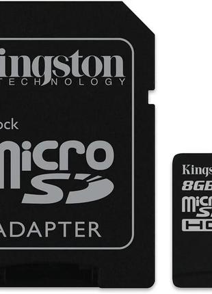 Карта памяти micro sdhc 8gb kingston (class 10) (uhs-1) (c адаптером)